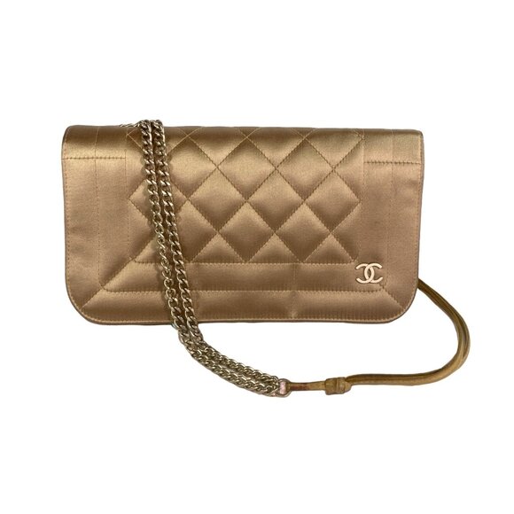 Chanel Bronze Quilted Satin Shoulder Bag - Picture 1 of 14